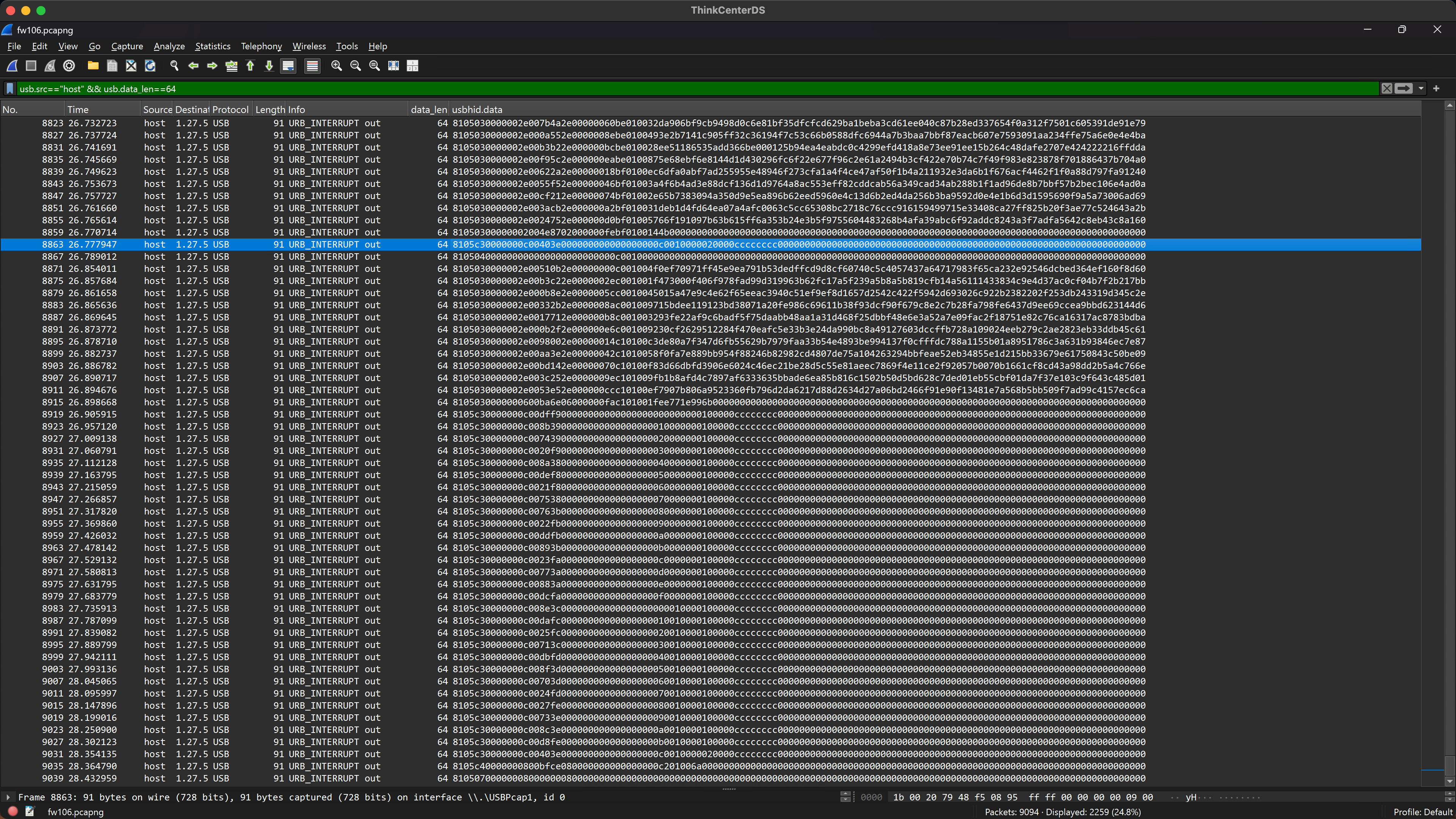 Wireshark - data writes at the end of the session