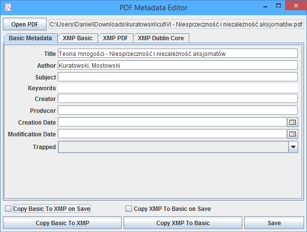 PDF Metadata Editor